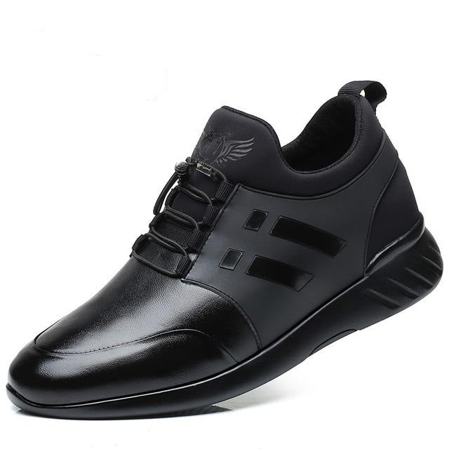 black leather business travel casual shoes