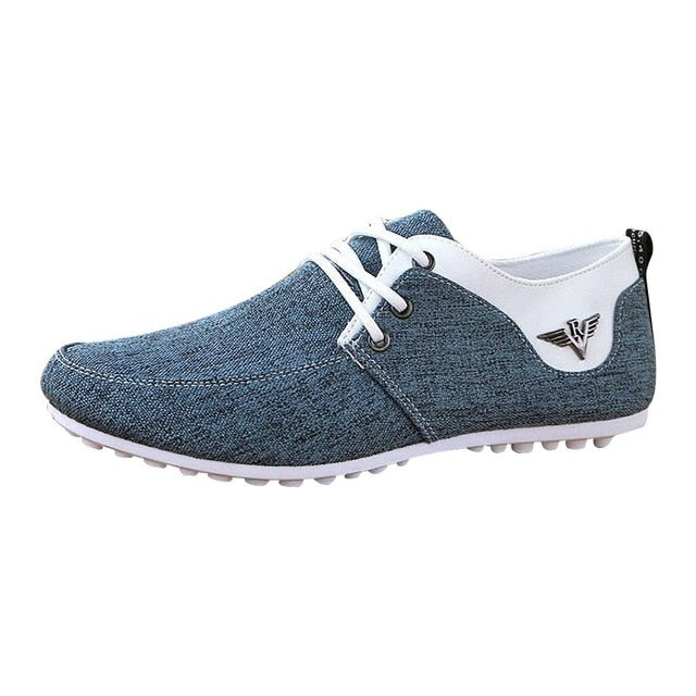 blue white business travel walking shoes