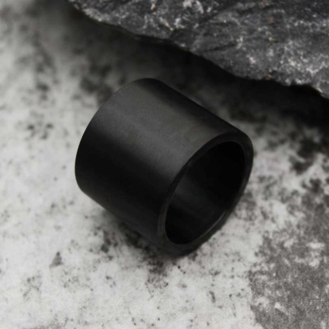 wide black gun metal ring