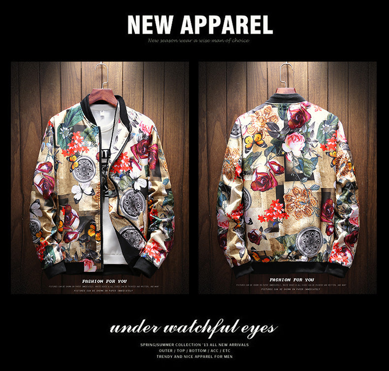 floral print butterflies abstract fashion jacket men
