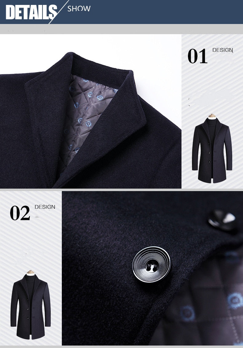 wool trench coat men details