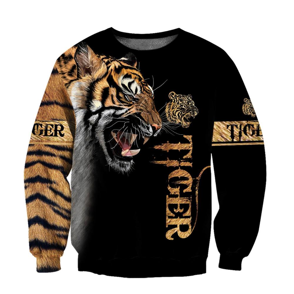 black gold tiger print pullover sweatshirt