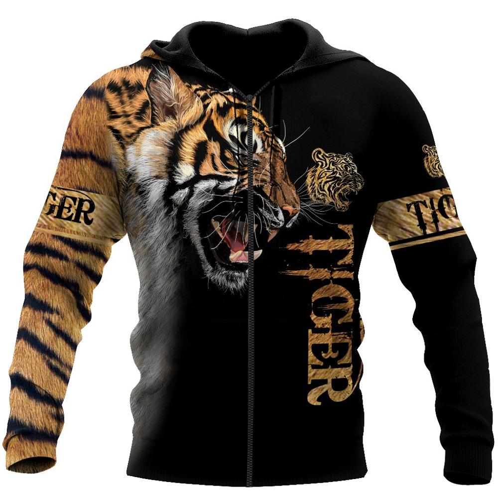black gold tiger print zip-up hoodie