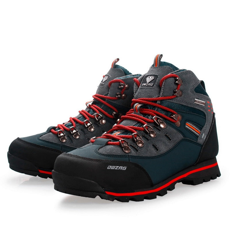 red blue mountain hiking boots