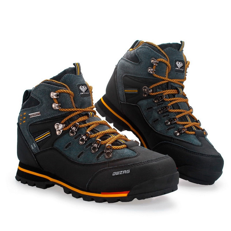 black yellow mountain hiking boots