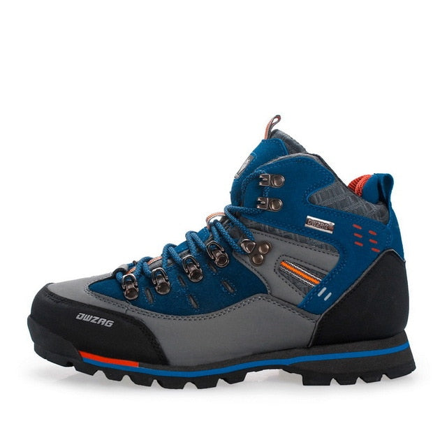 bright blue mountain hiking boots
