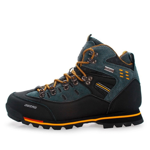 high top black yellow mountain hiking boots