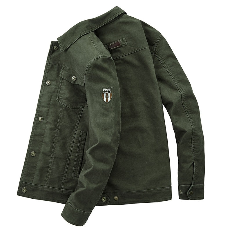 army green military fashion denim jacket men