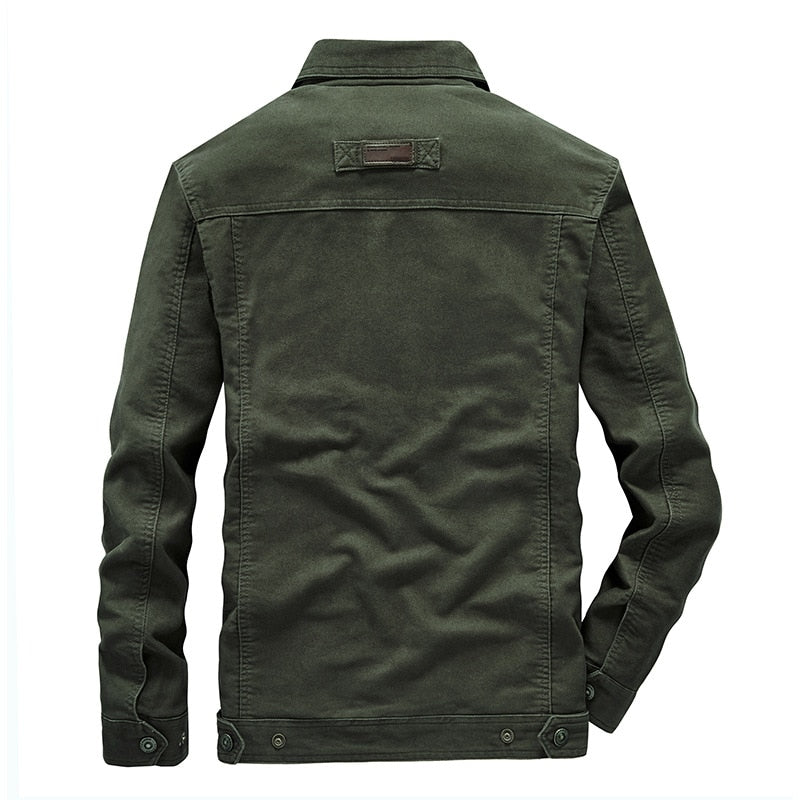 army green military tactical denim jacket men buttons