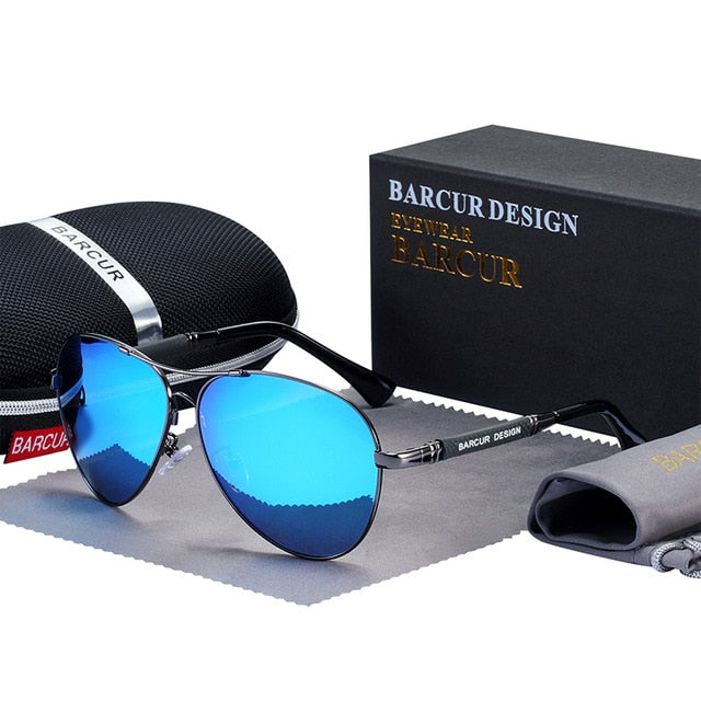 blue mirror tint black designer fram sunglasses