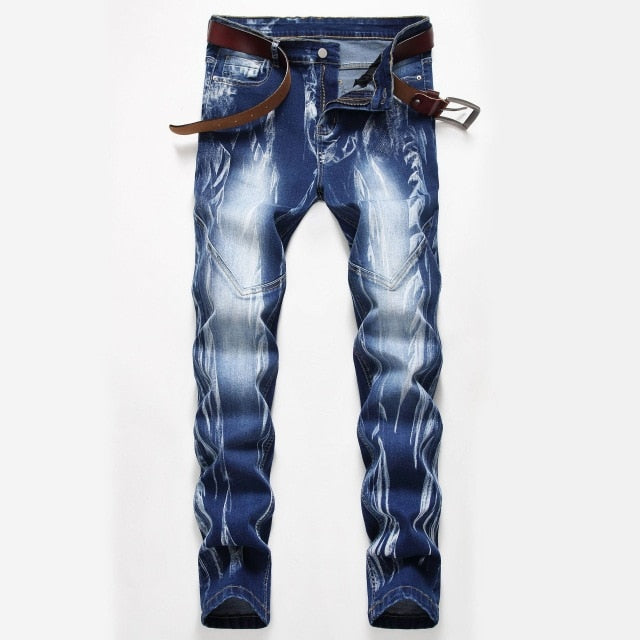 stripped designer stone wash denim jeans men