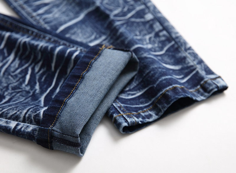 worn designer stone wash denim jeans men