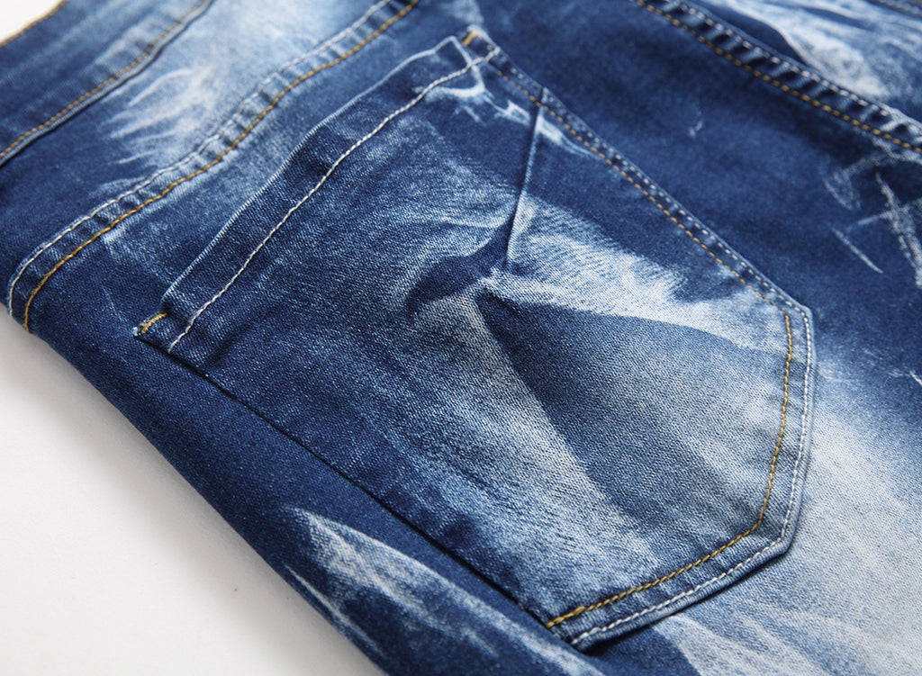 luxury designer stone wash denim jeans men