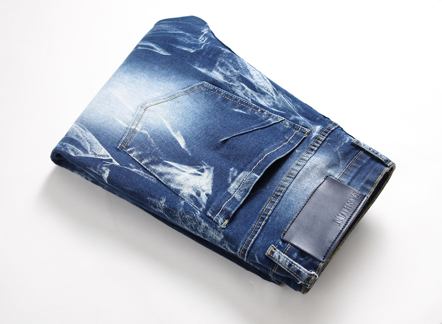 folded skinny designer stone wash denim jeans men