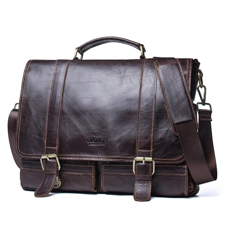 dark brown leather briefcase onassis krown