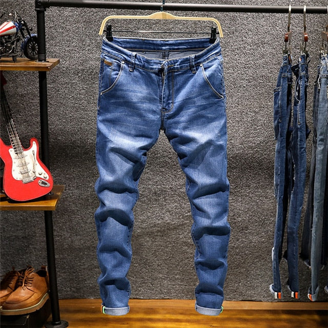light blue denim slim fit fashion jeans men