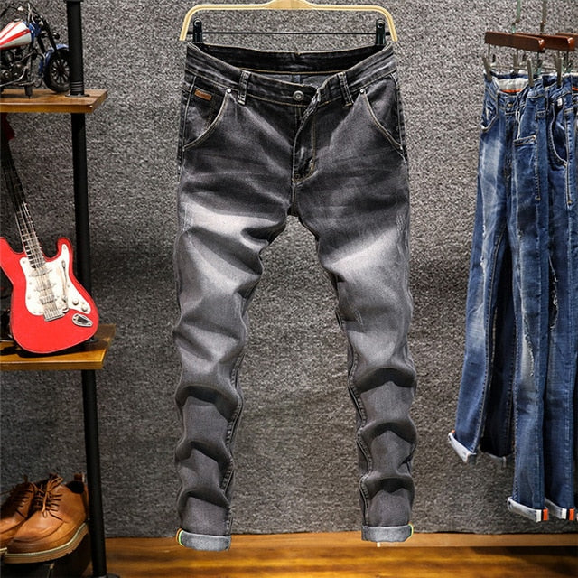 gray denim slim fit fashion jeans men