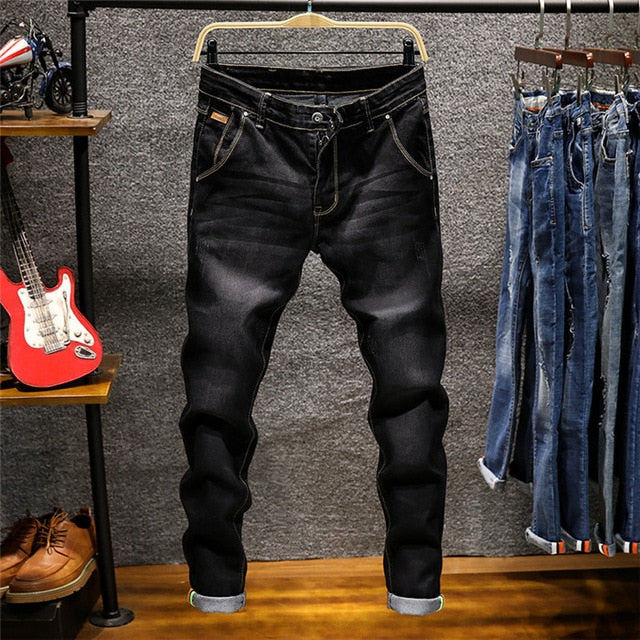 black denim slim fit fashion jeans men