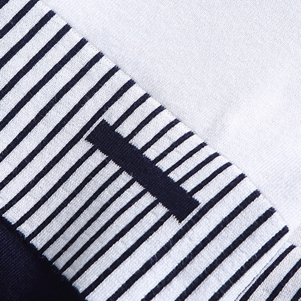 navy blue and white pin stripe long sleeve shirt men