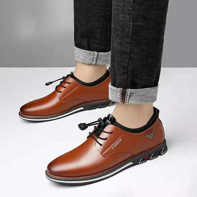 medium brown leather casual shoes