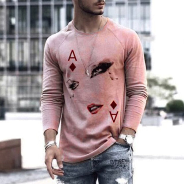 long sleeve pink mauve ace of diamond shirt men