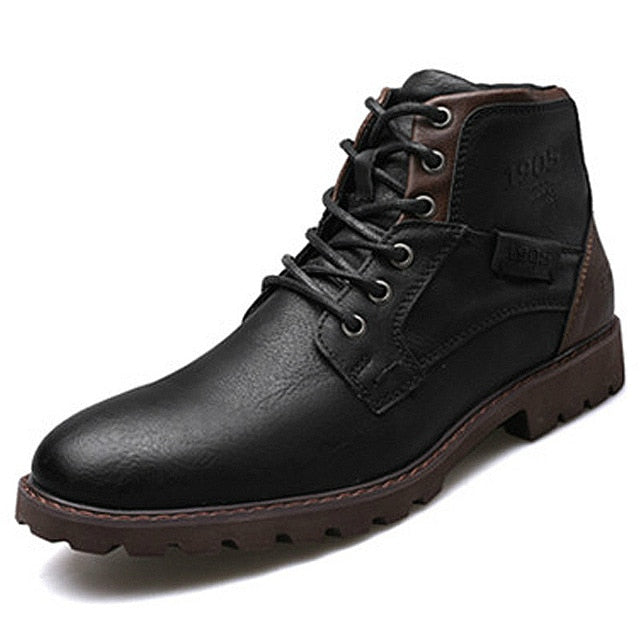 black brown leather walking boots