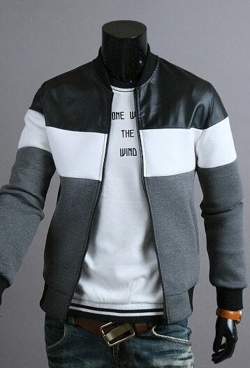 casual black white gray horizontal broad stripe jacket