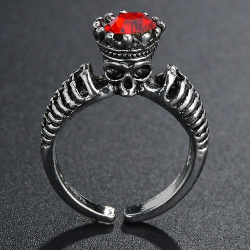 ruby skull crown ring