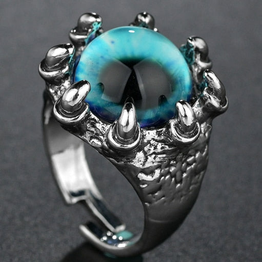blue topaz orb eye ring