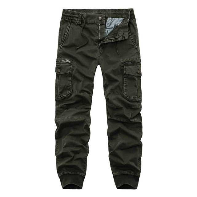 green ribbed ankle athletic cargo pants
