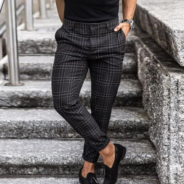 Mens Plaid Pants Skinny Leg Dress Pants For Men Men's Slim Fit Plaid Pants Black XXL Mens Plaid Pants Skinny Leg Dress Pants For Men Men's Slim Fit Plaid Pants Black XXL
