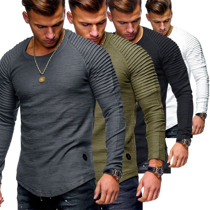 ribbed sleeve curved hem long sleeve shirts collection