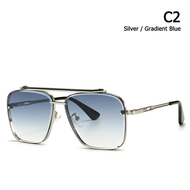 silver gradient blue sunglasses
