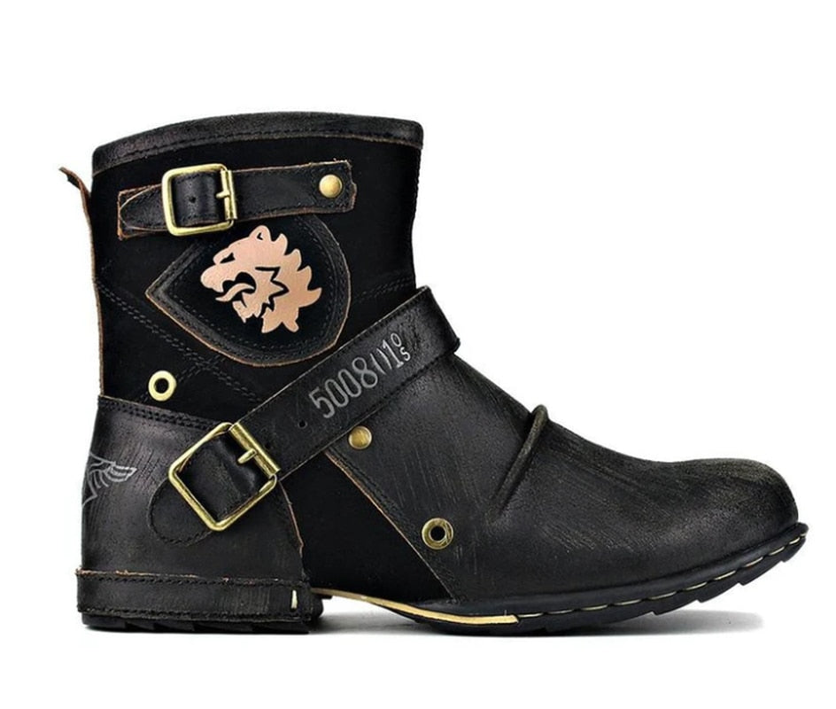 black with gold accents riding boots for men