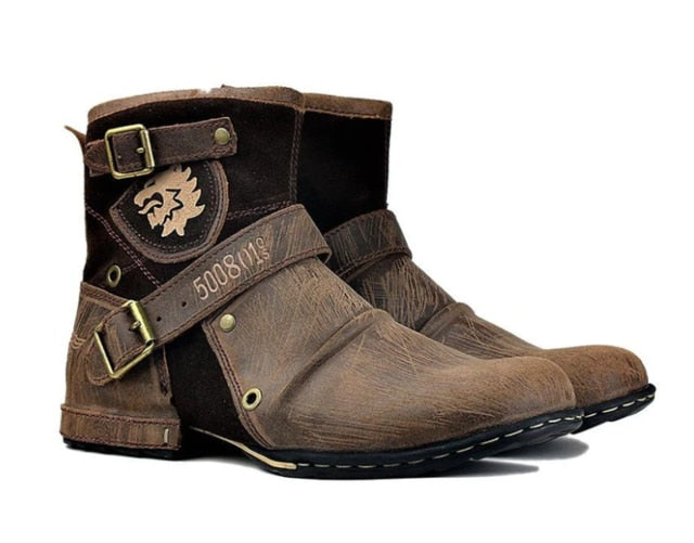 brown leather motorcycle boots