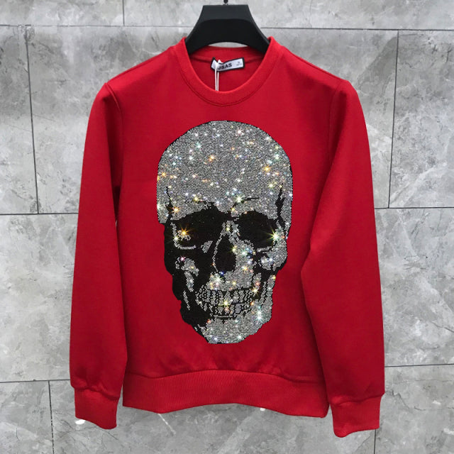 diamond skeleton head shirt red