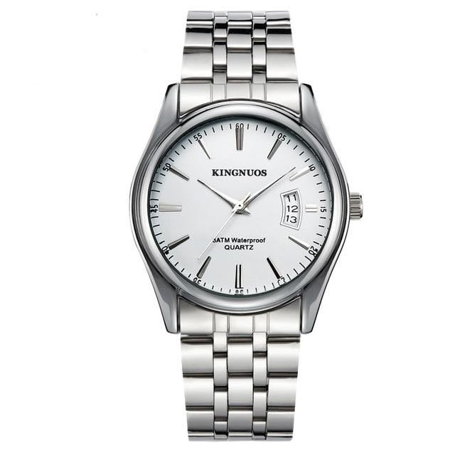 white face stainless steel watch kingnuous