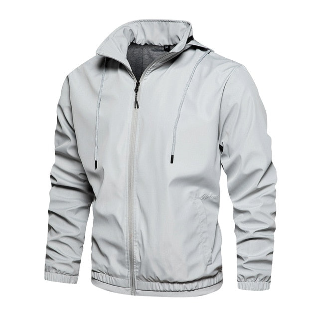 light gray zip up light hoodie jacket men