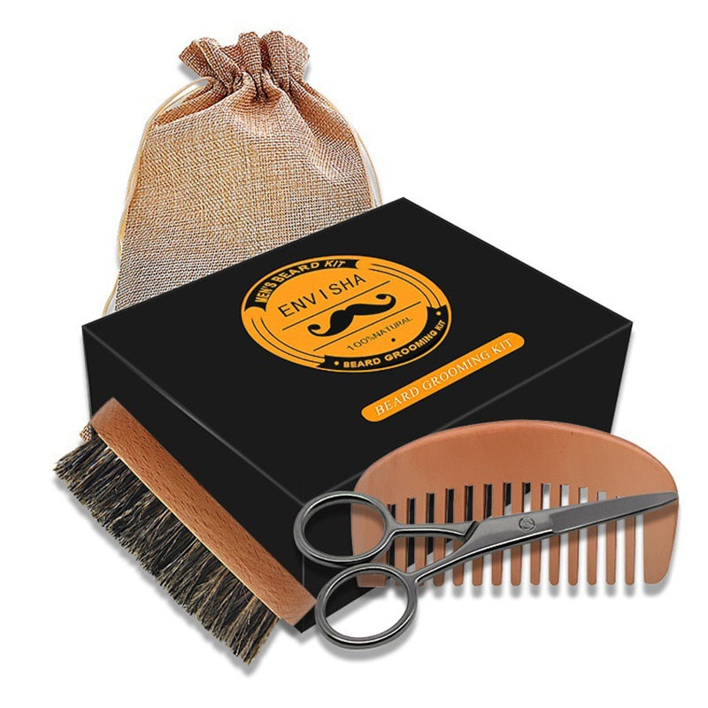 men grooming beard kit comb and brush