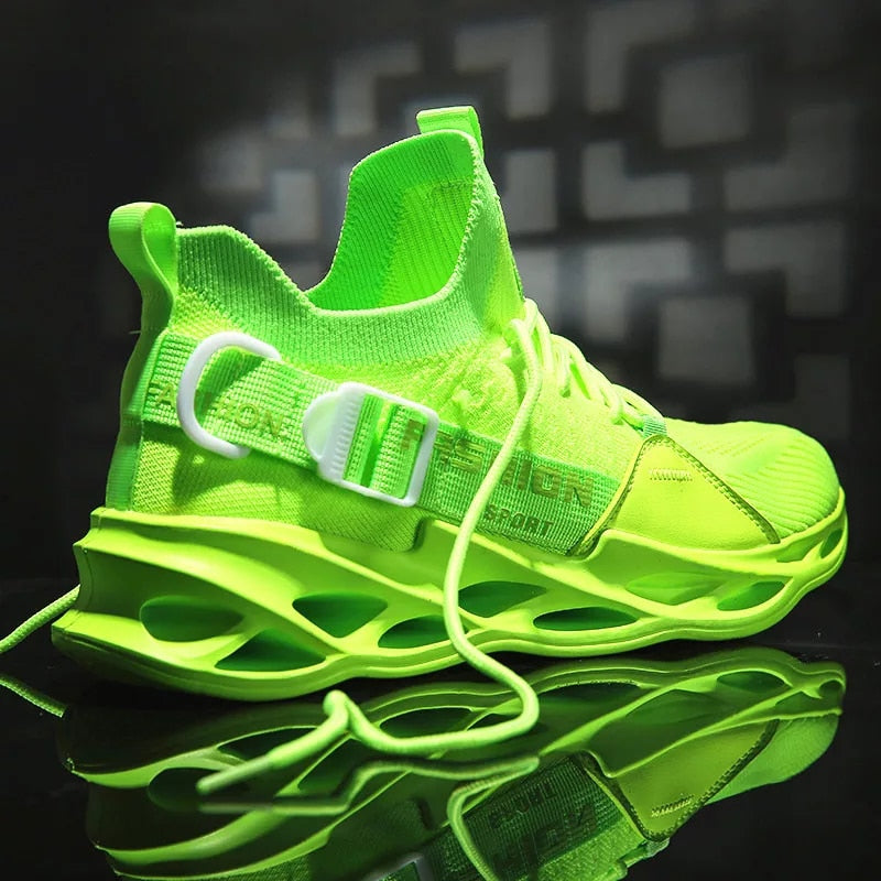 fluorescent yellow green air running sneakers