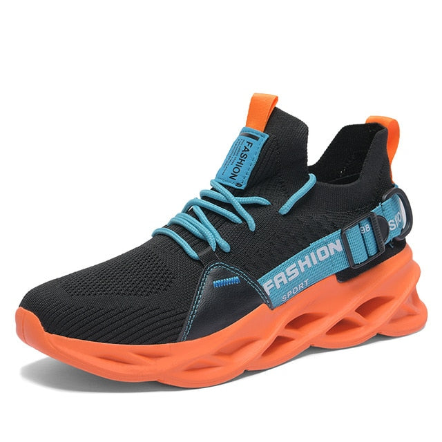 orange blue black air running sneakers