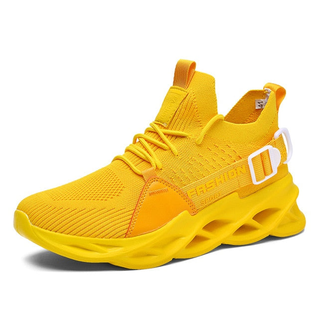bright golden yellow air running sneakers