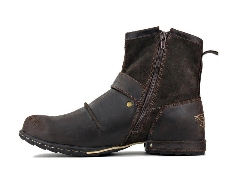 men's brown leather biker boots