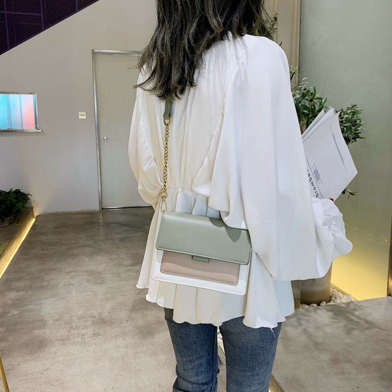 white green soft pink over shoulder small handbag purse