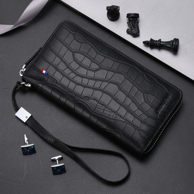 black leather rfid blocking cell phone case