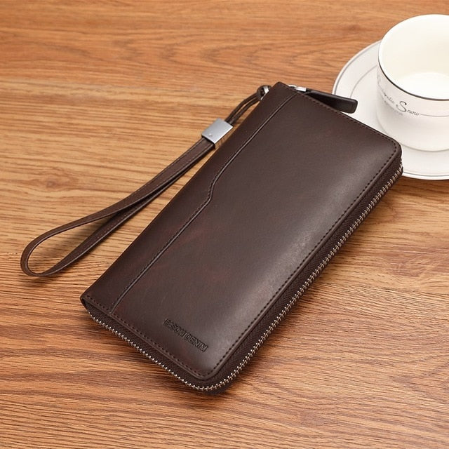 brown leather rfid blocking wallet