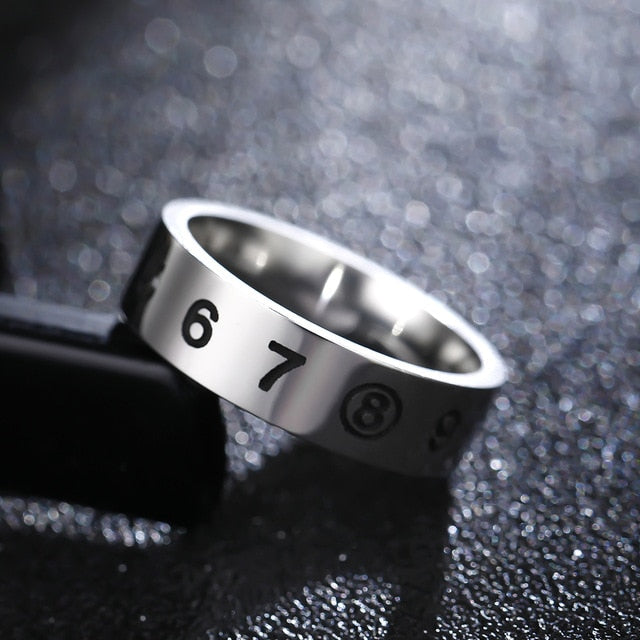 polished titanium number engraved ring men 