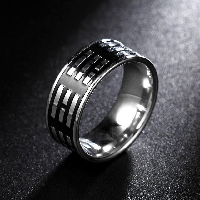 polished titanium wall engraved ring men 
