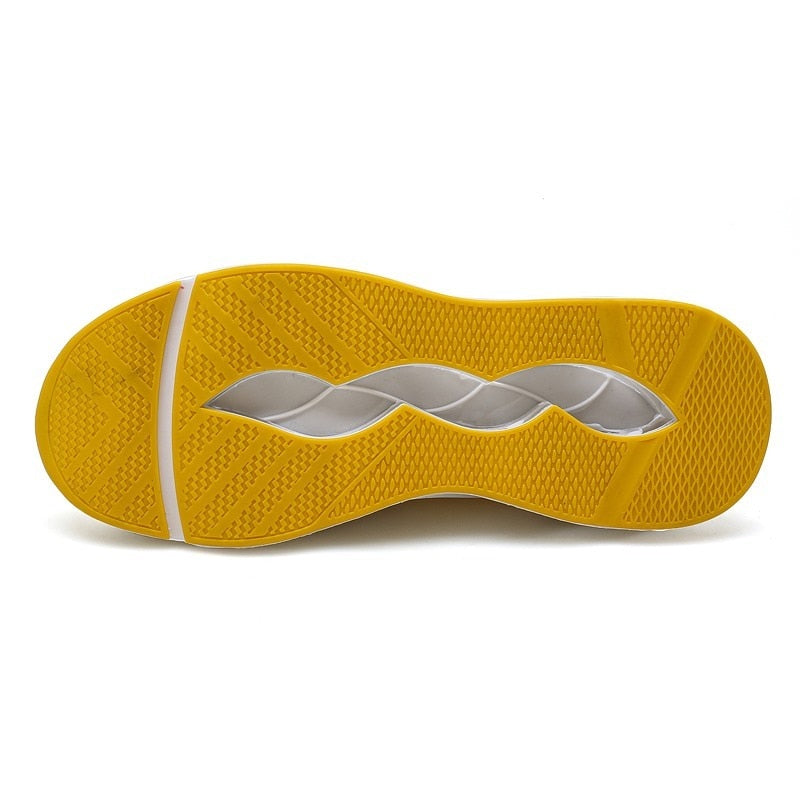 yellow bottom blade running shoes