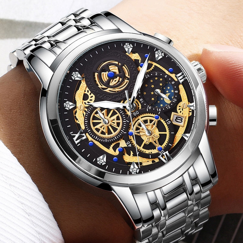 black big face luxury watch